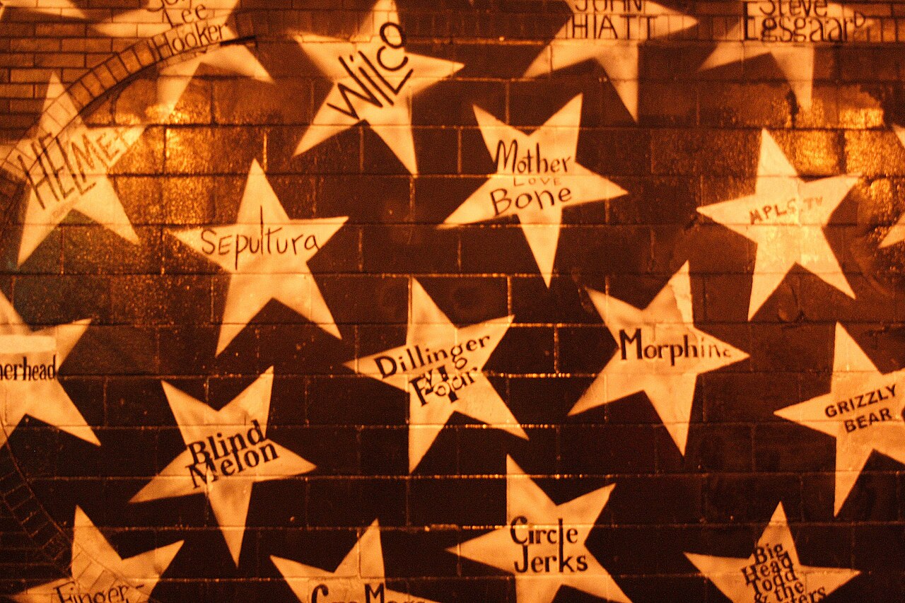 First Avenue, Minneapolis: historical exterior wall detail, not a full facade or interior; photographed 2009-11-14