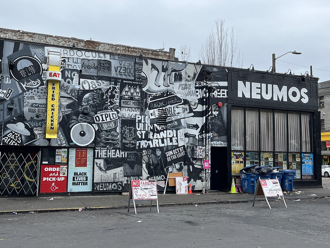 Neumos, Seattle: historical entrance exterior with venue sign; photographed 2023-11-05