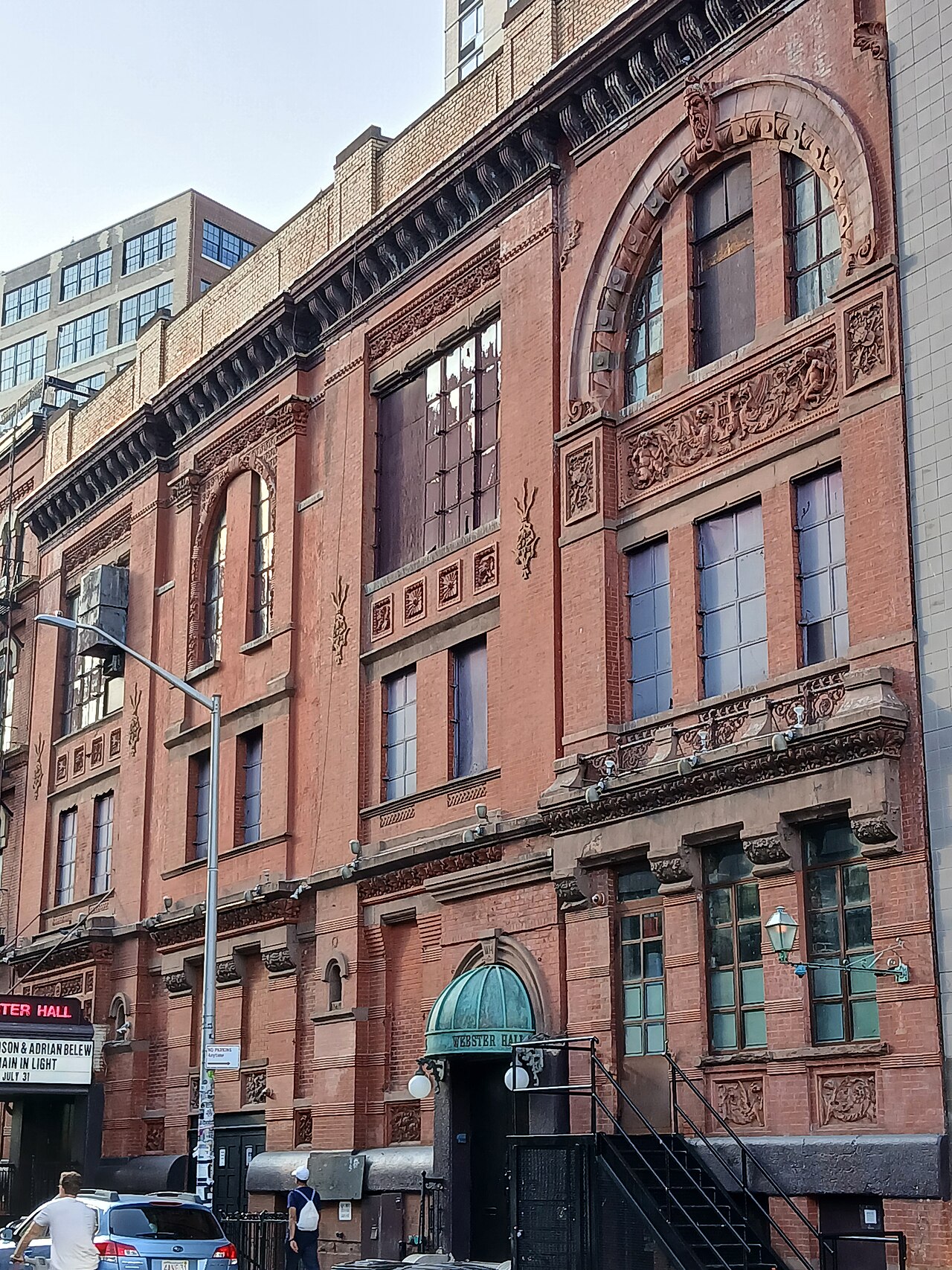 Webster Hall, Manhattan, New York: historical exterior, not other same-name buildings; photographed 2025-07-29